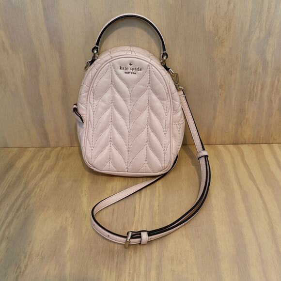 Kate Spade Briar Lane Quilted Mini Convertible Light Pink Backpack - Picture 2 of 10